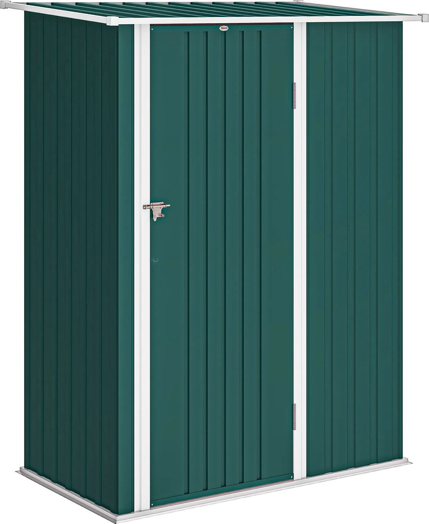 Capanno Porta Attrezzi 142x86x189 cm con Tetto Inclinato e Porta Bloccabile in Metallo Verde...