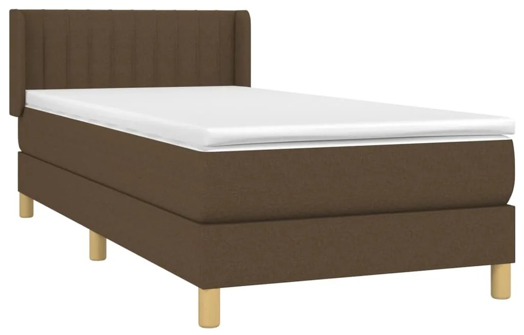 Giroletto a molle con materasso marrone scuro 100x200cm tessuto
