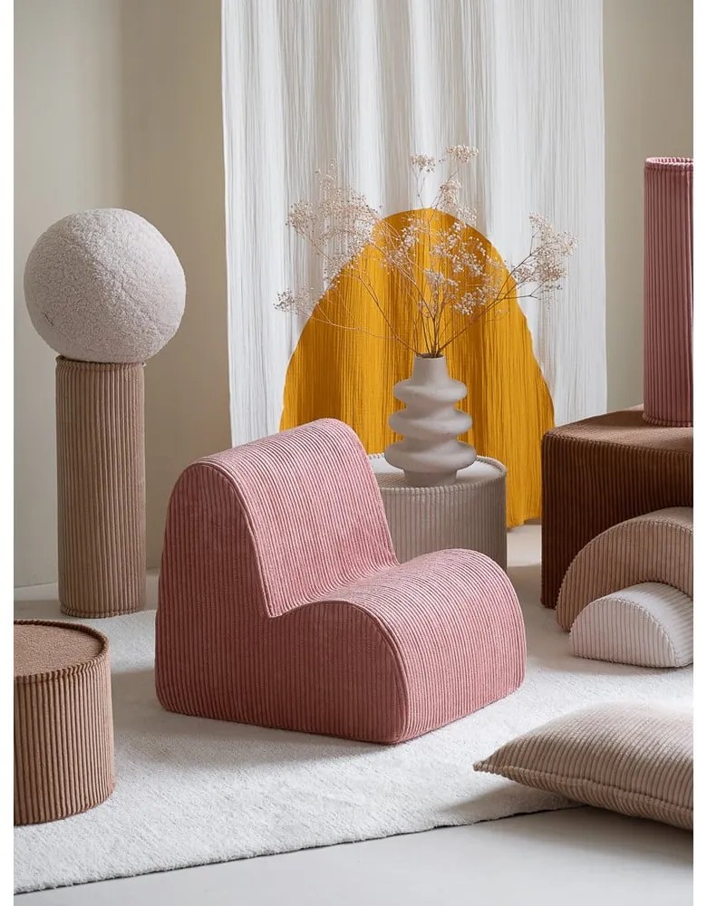 Poltrona per bambini rosa con rivestimento in velluto a coste Cloud – Wigiwama