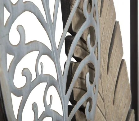 Pannello Decorativo In Ferro E Legno Foglie 30,5x1,9x91 Cm Oro E Argento Ver.B