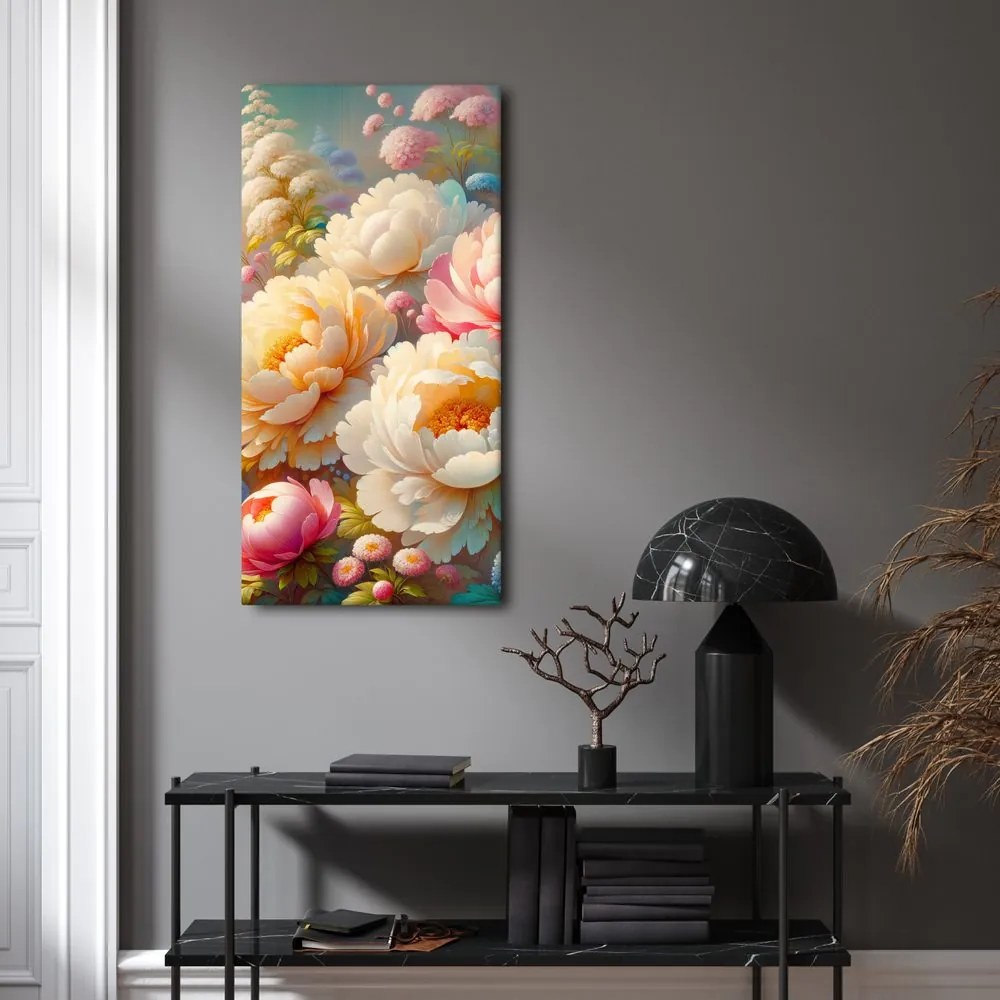 Quadro su tela – Peonie colorate in piena fioritura