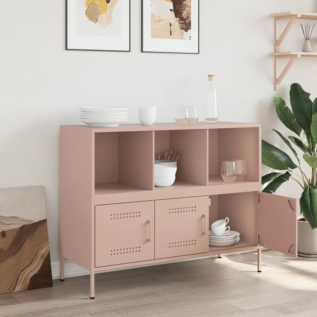 Credenza rosa 100,5x39x79 cm in acciaio laminato a freddo