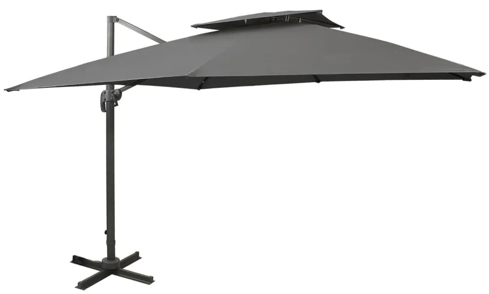 Ombrellone A Sbalzo Con Doppia Copertura 300x300 Cm Antracite /