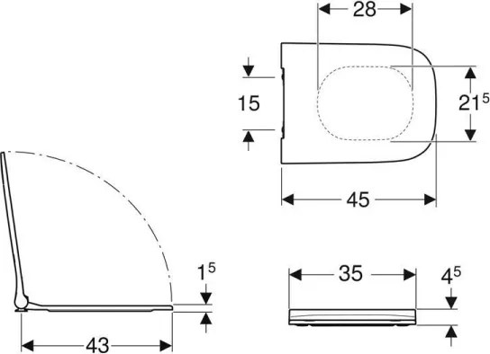 Geberit 500.240.01.1 - Sedile WC SoftClose Smyle Square duroplast/bianco