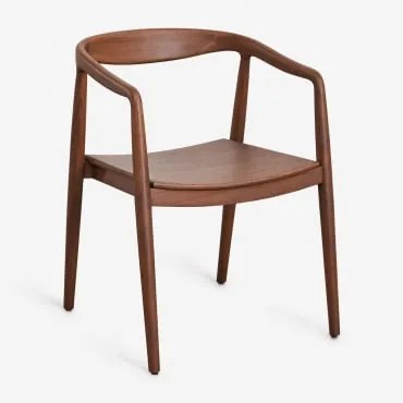 Sedia Da Pranzo Rokan In Teak Con Braccioli Legno Di Teak Scuro - Sklum