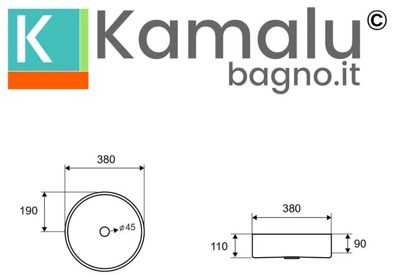 Kamalu - lavabo da appoggio rotondo in acciaio inox finitura gun metal | kve-380gm