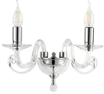 Applique CHERUBINI in vetro e cristallo ottico 2 Luci Bianco 26x22 cm