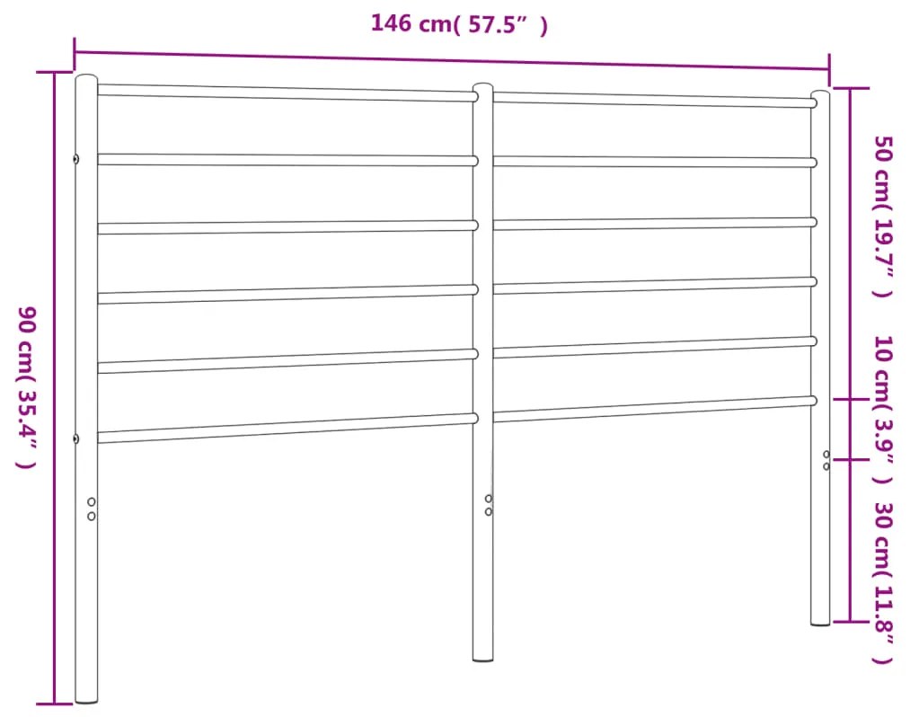 Testiera in Metallo Nero 140 cm