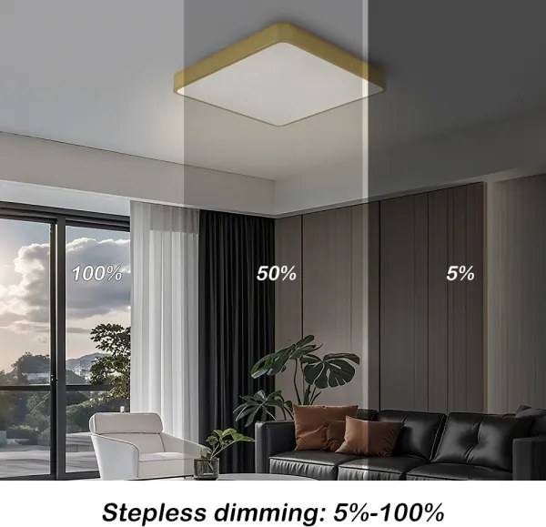 Brilagi-LED Plafoniera dimmerabile POOL LED/48W/230V 3000-6000K 50x50 cm dorata + telecomando