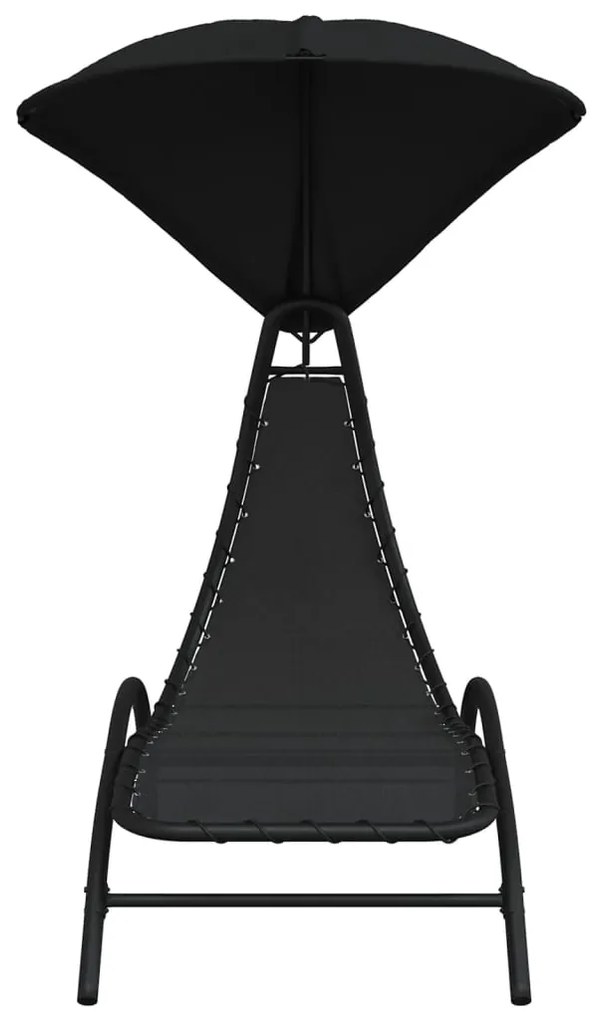 Lettino prendisole tettuccio nero 167x80x195cm tessuto acciaio