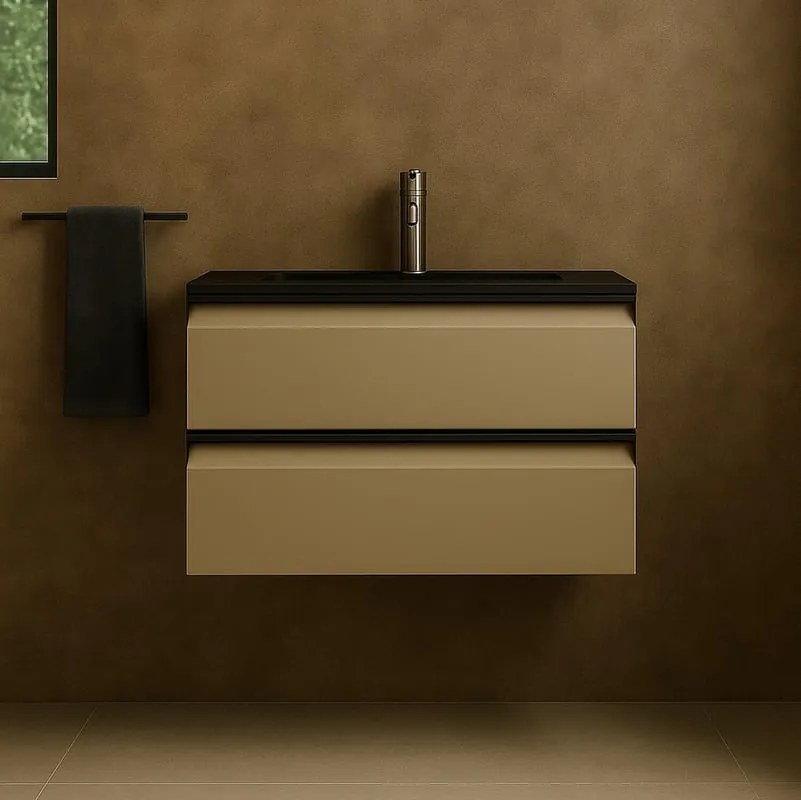 Mobile da bagno sospeso sotto lavabo L 59.5 x H 40 x P 45.5 cm giallo opaco, 2 cassetti Fusion