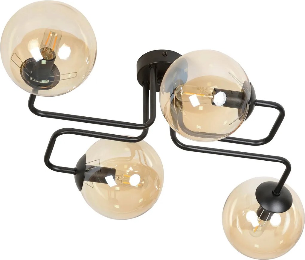Lampadario da Soffitto BRENDI 4 in acciaio e vetro 4xE14