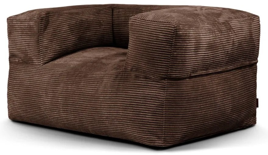 Puof a sacco marrone scuro con rivestimento in velluto a coste MooG – SLOWDOWN