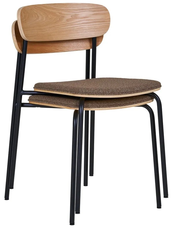 Sedia da pranzo nera/marrone con effetto frassino impilabile Estepona – House Nordic