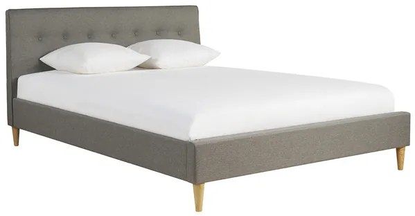 Letto matrimoniale 160x200 cm con testata letto in tessuto grigio chiaro LEONCE