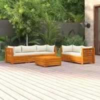 Set Divani da Giardino 6 pz con Cuscini in Massello di Acacia 3087290