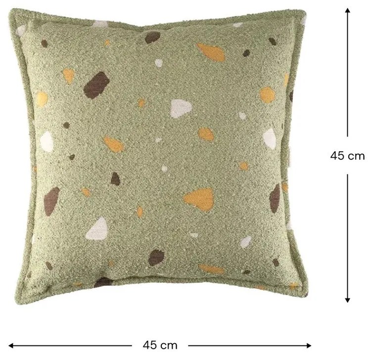 Cuscino per divano da bambini verde con rivestimento in bouclé e ciniglia Terrazzo Block – Wigiwama