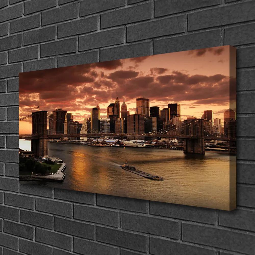 Quadro su tela Città del ponte di Brooklyn 100x50 cm