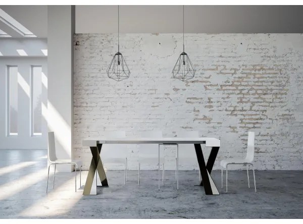 Consolle allungabile 90x40 cm DIAGO SMALL Bianco Frassino fino a 196 cm