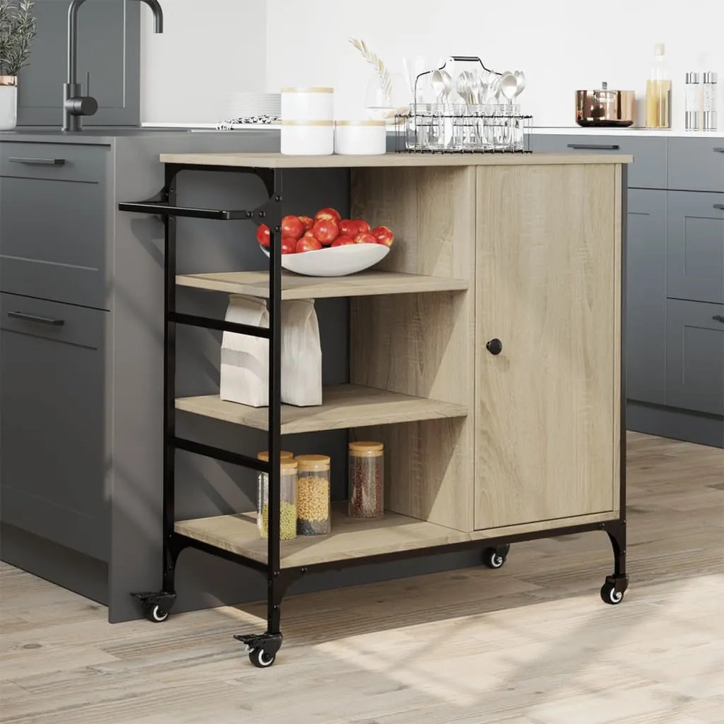 Carrello da cucina rovere sonoma 87,5x38,5x84,5 cm multistrato