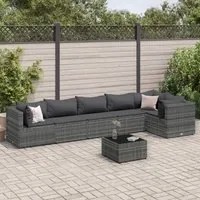 Set Divani da Giardino 7 pz con Cuscini in Polyrattan Grigio 3308114