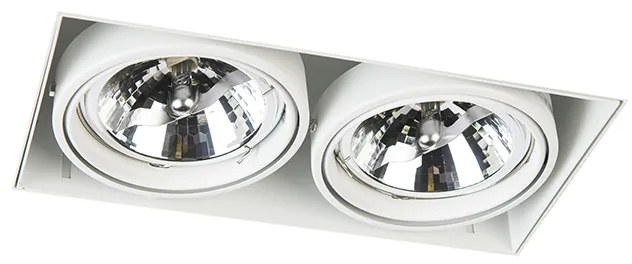 Faretto da incasso bianco orientabile e girevole G53 AR111 senza bordi 2-luci - Oneon