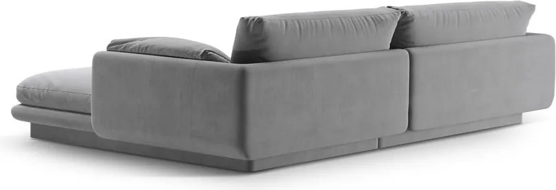 Divano angolare in grigio chiaro (con penisola a sinistra/con chaise lounge) con rivestimento in velluto Torino – Micadoni