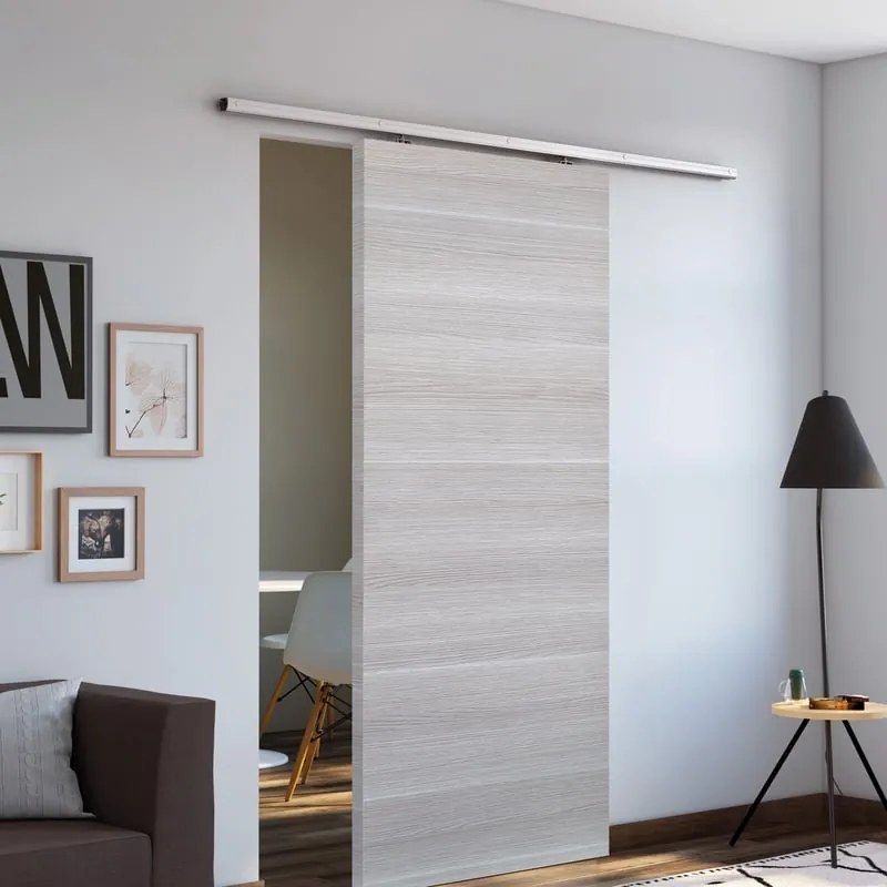 Porta scorrevole Corn in mdf grigio, L 92.5 x H 211.5 cm, con binario Belem Reversibile
