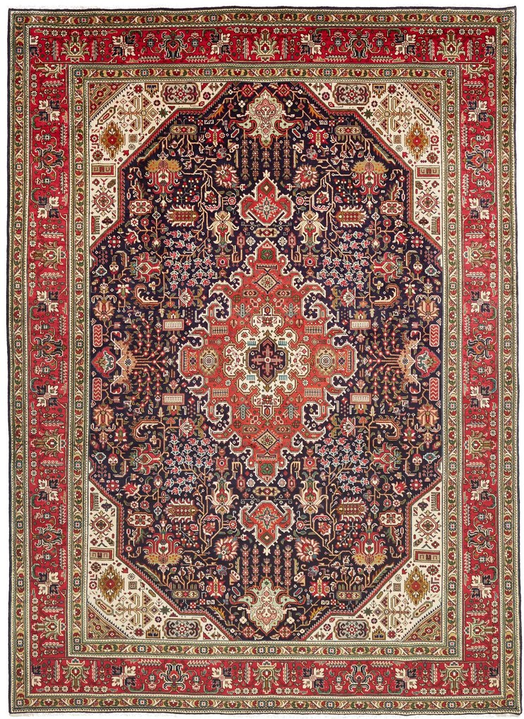 Tabriz Tappeto 350x250 Blu (Iran) Annodato A Mano