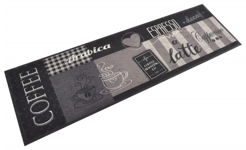 Tappeto Da Cucina Lavabile Nero Caffè 45x150 Cm Velluto /