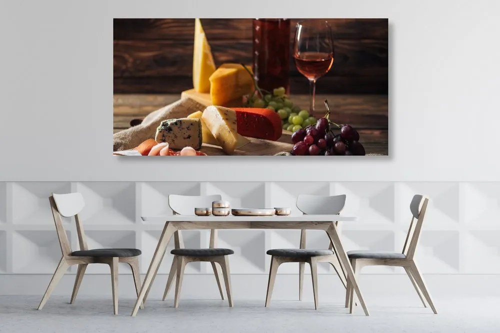 Quadro su tela – Variazioni di formaggi su tavola