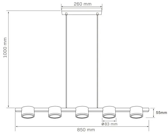 Lampadario LED a sospensione con filo MIRELLA 5xGX53/6W/230V nero
