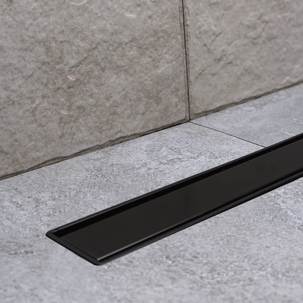 Canalina Di Scarico a Pavimento Piastrellabile 85 Cm Karag "Primo Compact Line" Nero