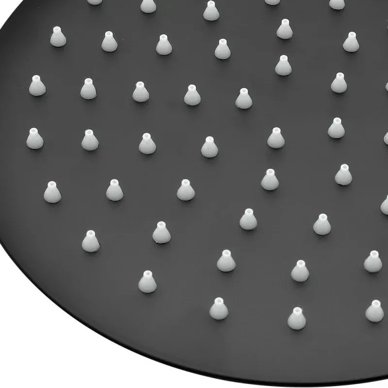 Set doccia nero opaco con braccio 33 cm e soffione tondo 25 cm