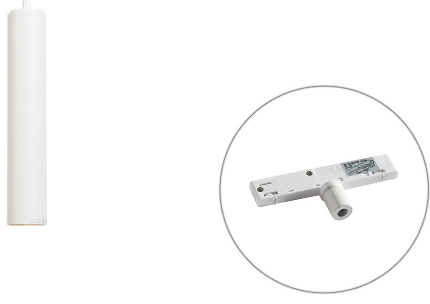 Lampada a sospensione di design bianca con adattatore per binario monofase - Slimline Tuba Small