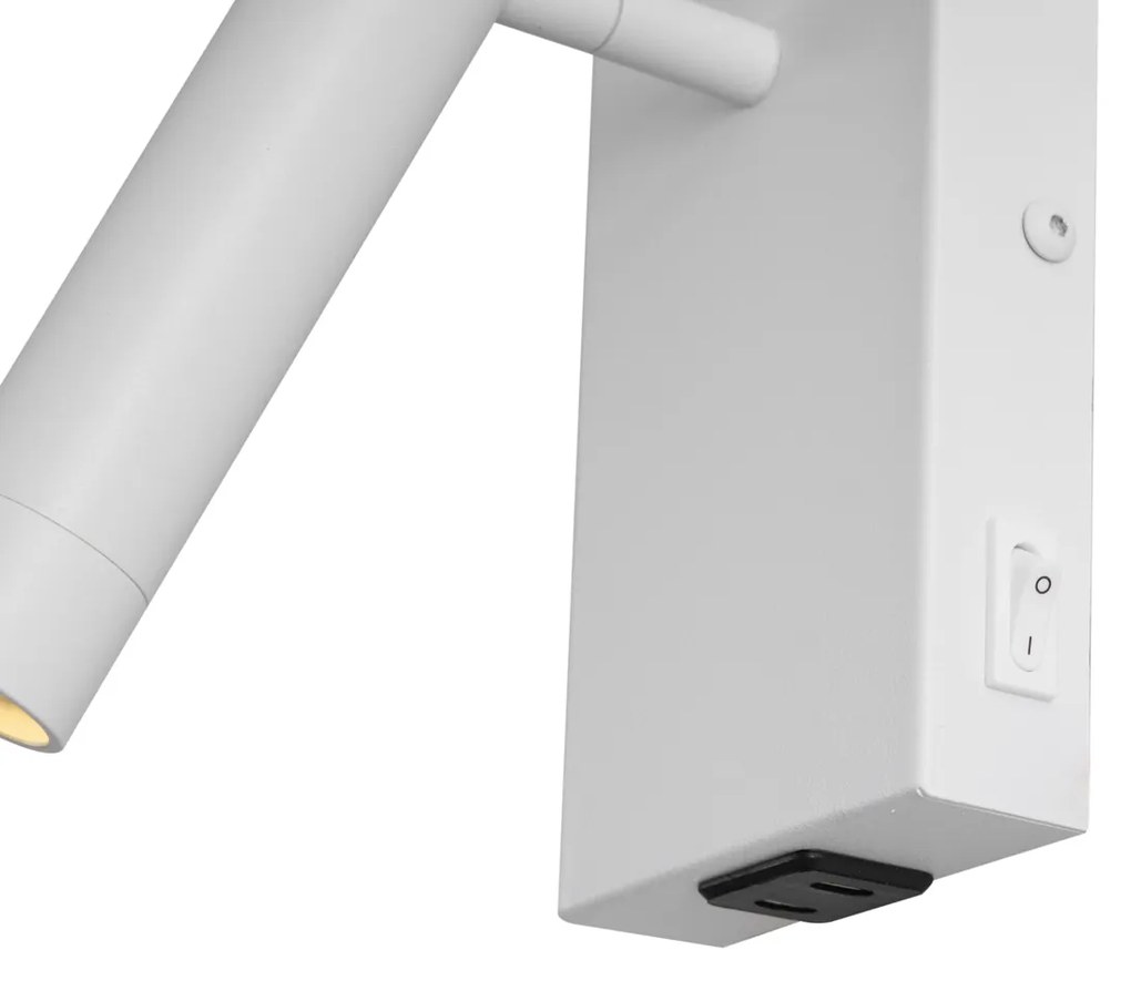 Lampada da parete moderna bianca regolabile con USB-C - Croft