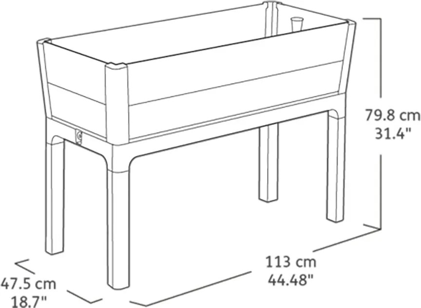 Orto Rialzato Rettangolare 113x48x79,5 cm Keter Deco Elevated Garden Bed Marrone Effetto Legno Noce...