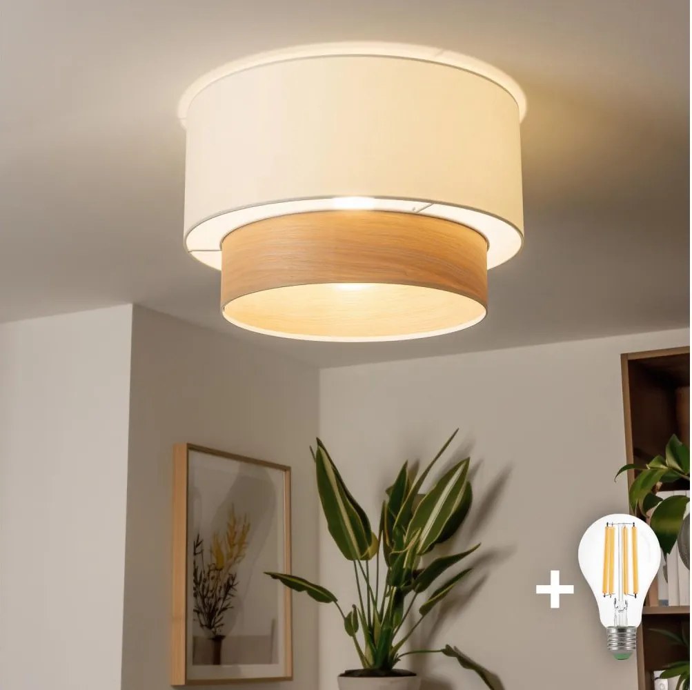 Brilagi - Plafoniera LED CERIA 1xE27/40W/230V Ø 50 cm bianco/beige