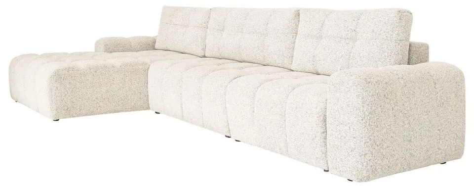 Divano angolare componibile color crema allungabile/con contenitore (con penisola a sinistra) Lulu – Miuform