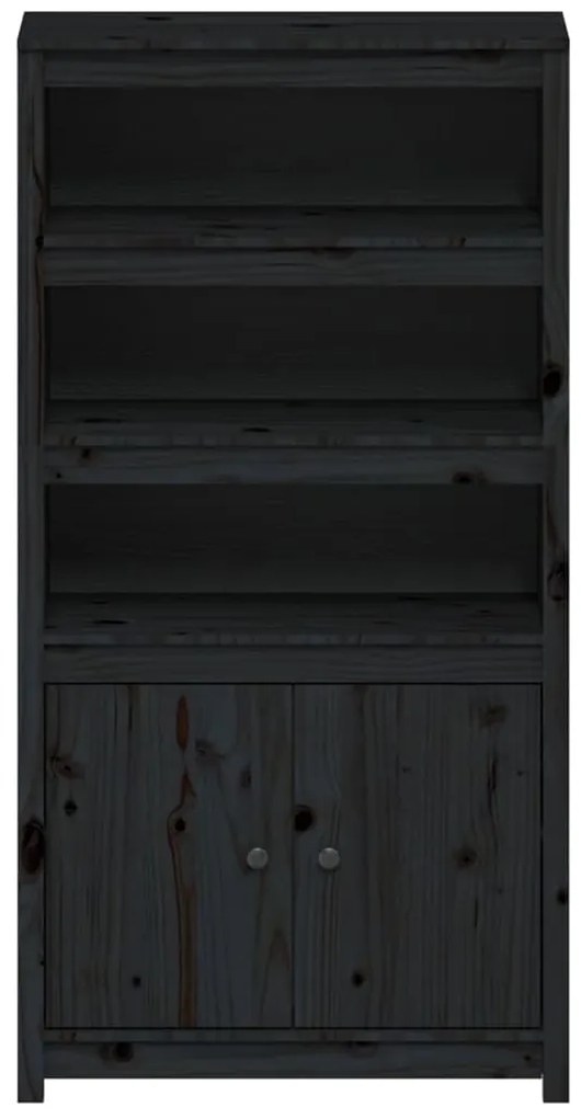 Credenza nera 80x35x154 cm in legno massello di pino