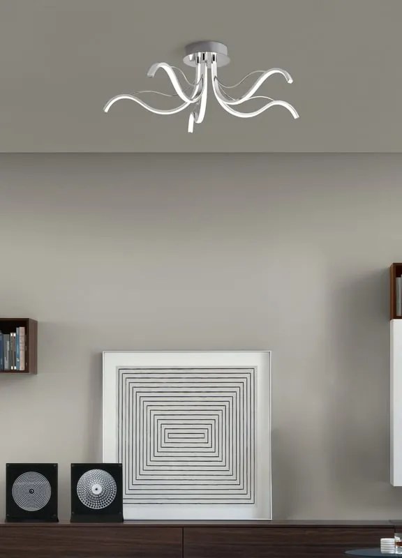 Plafoniera LED Ares Ø 70 cm cromo IP20 cct da bianco caldo a bianco freddo con regolazione di temperatura, 1820 lumen NOVECENTO