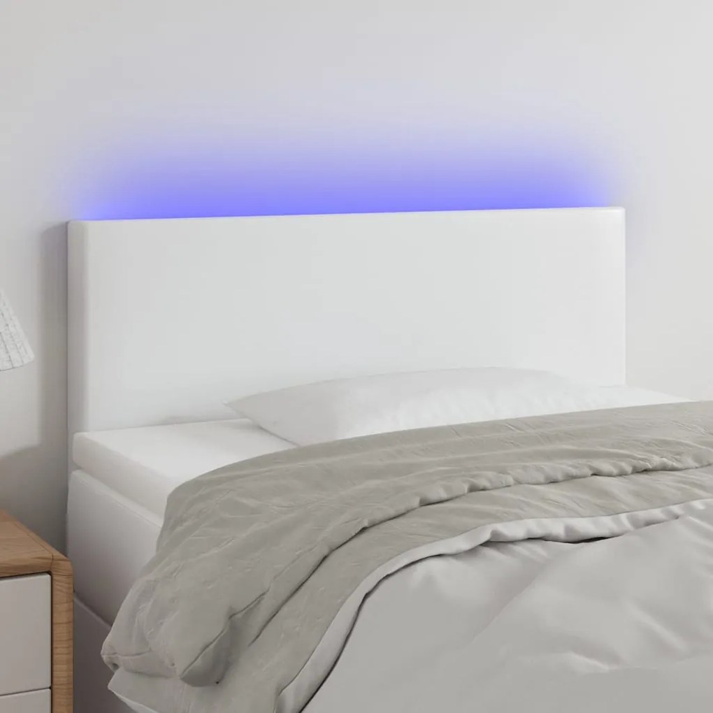 Testiera Bianca A Led 80x5x78/88 Cm İn Similpelle /