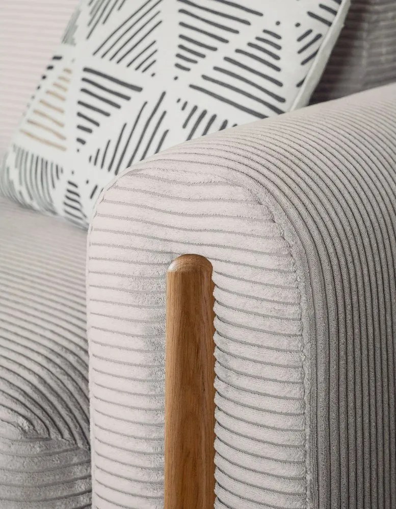 Divano beige allungabile/con contenitore e rivestimento in velluto a coste 244 cm Arcadova – ELTAP