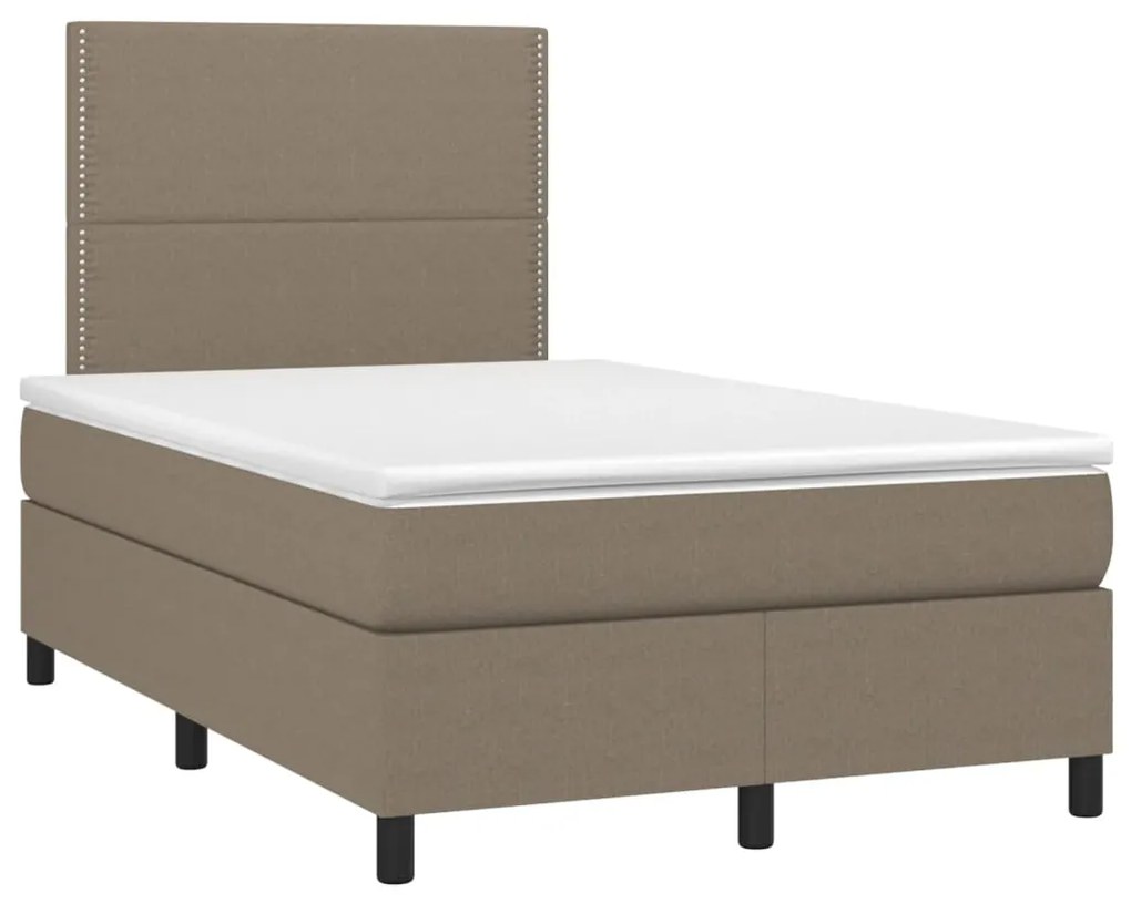 Letto a molle con materasso e led tortora 120x190 cm in tessuto