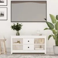 Mobile Porta TV Bianco 103x36,5x52 cm in Legno Massello di Pino 814570