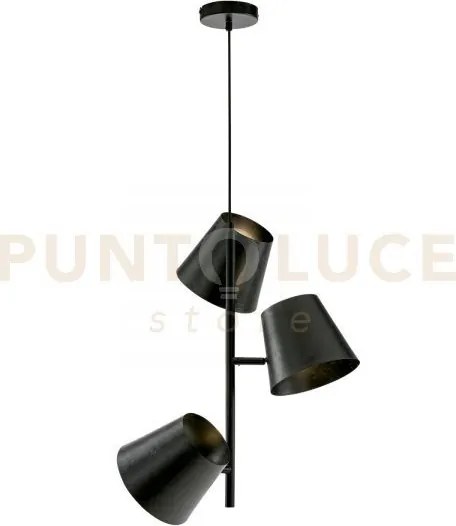 Lampadario a sospensione in metallo e ferro colt grigia 3 luci atta...