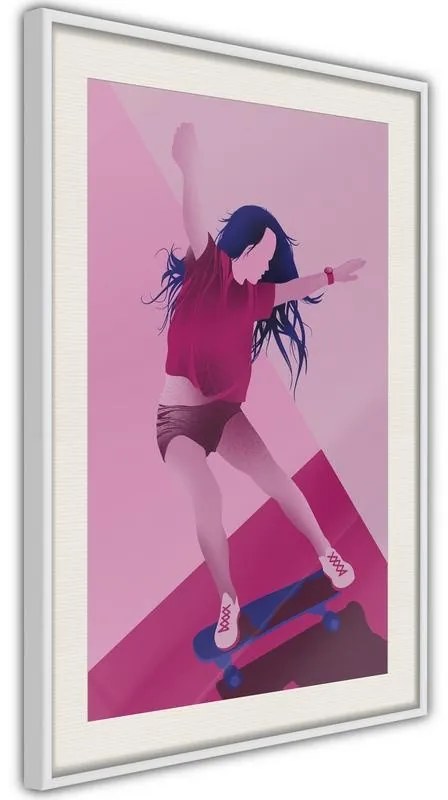 Poster  Girl on a Skateboard  Cornice Quadri Cornice nera, Larghezza x Altezza Home decor 20x30