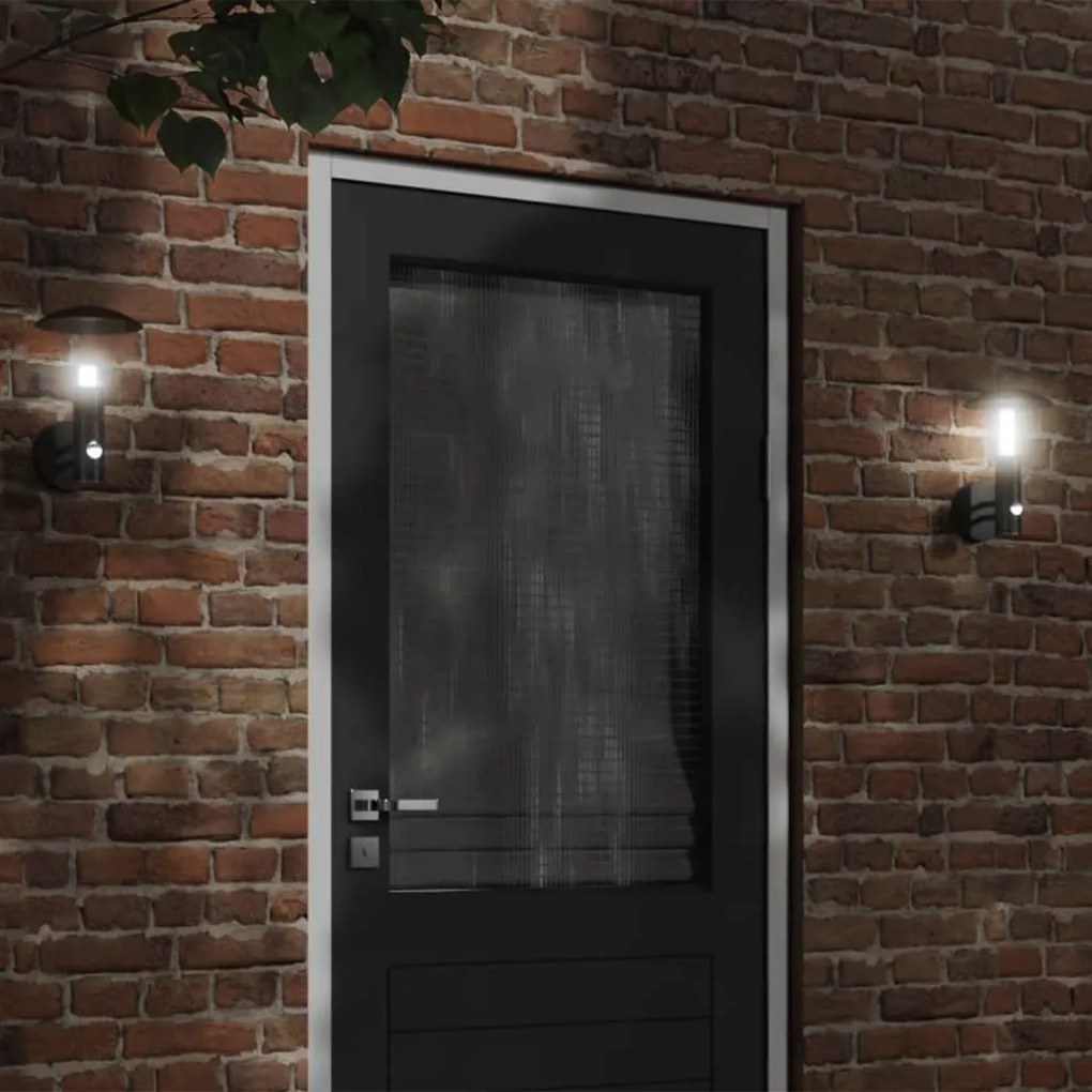 Applique Per Esterno Con Sensore 2 Pz Nere İn Acciaio Inox /