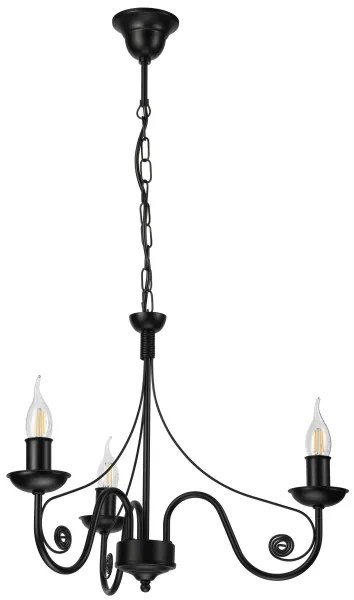 Lampadario a sospensione con catena DONATO 3xE14/40W/230V nero