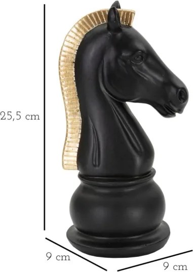 Cavallo Nero E Oro Cm 10,5X8,5X19